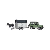 Jucărie mașină de teren Land Rover Defender cu remorcă transport cai