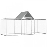 Coteț găini vidaXL, 3x1x1.5m, oțel galvanizat, impermeabil, argintiu - cușcă pui, rațe, g&acirc;ște