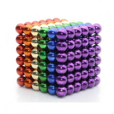 Joc Puzzle Antistres NeoCube Multicolor cu Bile Magnetice 216 Bucati, Diametru Bile 3mm foto