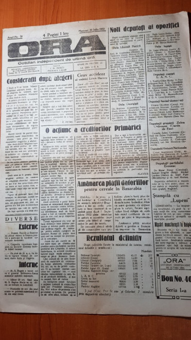 ziarul &quot;ora&quot; 20 iunie 1932-partidul lui corneliu zelea codreanu