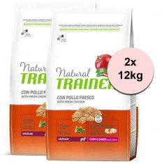 Trainer Natural Medium Puppy &amp;amp;amp; Junior fresh chicken 2 x 12 kg foto