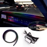 Banda LED Auto 140cm RGB USB pentru Bord &ndash; Luminile Ambientale Auto cu Control prin Aplicație, Efecte Rainbow și Intensitate Reglabilă