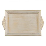 Platou Decorativ Dreptunghiular, Plastic, Bej Auriu Brushed, 33x20x2.5cm, Oem