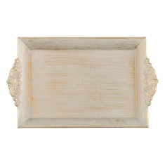 Platou Decorativ Dreptunghiular, Plastic, Bej Auriu Brushed, 33x20x2.5cm