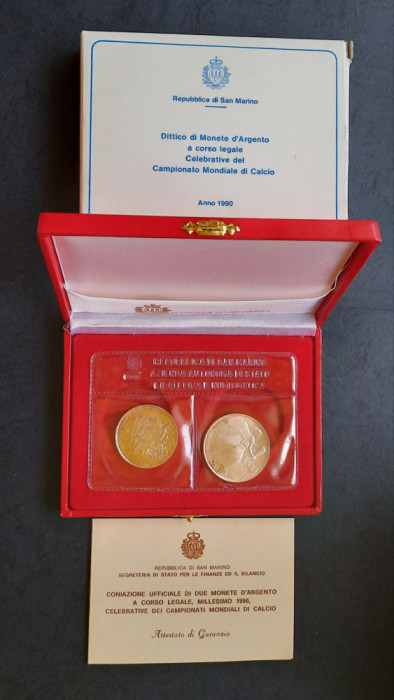 Set monede de argint - 500 si 1000 Lire 1990, San Marino - FDC - G 4032