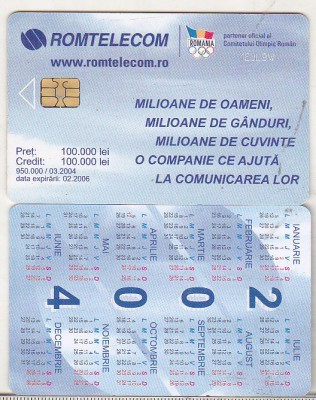 bnk card Cartela telefonica 2004 - Calendar - RO-ROM-0237A foto