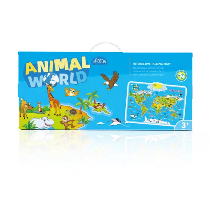 Harta interactiva a lumii cu animale, buz, in limba engleza