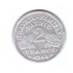 Moneda Franta 2 francs/franci 1944 C, Vichy, stare buna, curata
