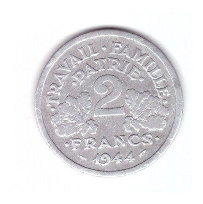 Moneda Franta 2 francs/franci 1944 C, Vichy, stare buna, curata foto