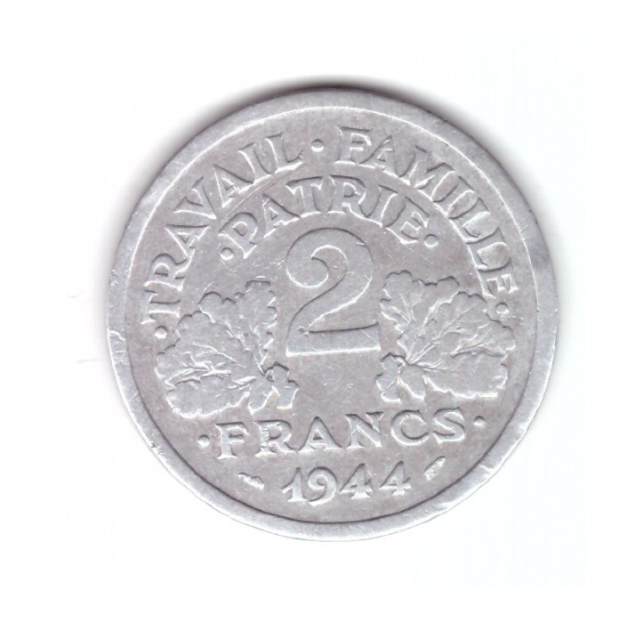 Moneda Franta 2 francs/franci 1944 C, Vichy, stare buna, curata