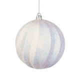 Ornament Brad de Craciun Glob Alb cu Glitter Irizat Model Valuros &Oslash;10cm, CMCLASS