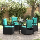 vidaXL Set de masă pentru grădină 5 pcs Negru poliratan