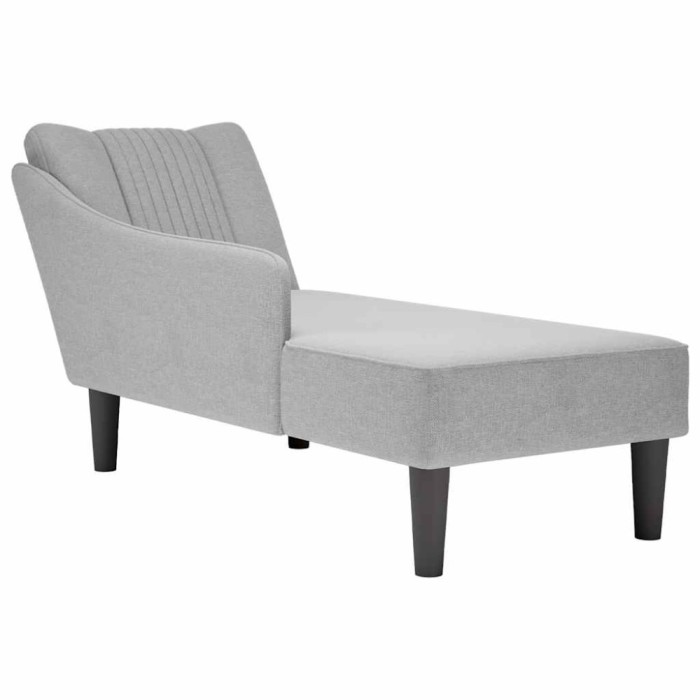 Sezlong cu cotieră dreaptă din material gri nor
