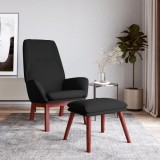 Cumpara ieftin Scaun de relaxare cu taburet, negru, textil