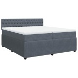 Cumpara ieftin Pat box spring cu saltea, gri inchis, 200x200 cm, catifea