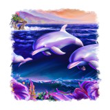 Cumpara ieftin Sticker decorativ Delfini, Mov, 55 cm, 11135ST, Oem