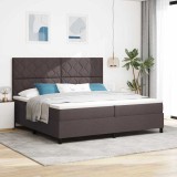 vidaXL Pat cu arcuri cu saltea Maro &icirc;nchis 200 x 200 cm țesătură
