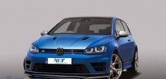 Ansamblu Faruri 3D Semnal LED + Grila compatibil cu VW Golf 7 VII (2012-2017) GTE Design Albastru foto