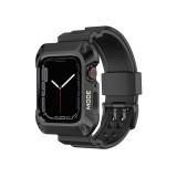 Cumpara ieftin Husa si Curea Compatibile cu Apple Watch 7 / 8 / 9 (45mm) Lito Metal RuggedArmor (LS002) Black