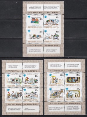 Penrhyn 1979 - Povești de Wilhelm Busch, 3 Colițe cu Tabsuri, MNH foto