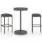 vidaXL Set mobilier bar de grădină, cu perne, 3 piese, gri, poliratan