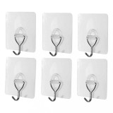 Set 10 Carlige Autoadezive Baie Bucatarie, Inox, Montare Usoara, Fixare Perete Fara Gaurire, Rezistente la Apa, 6x6cm, Sustin Pana la 10kg