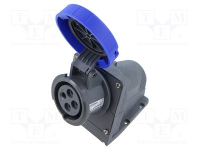 Conector alimentare AC trifazat AMPHENOL IP&amp;amp;S 20A 250V IP67 soclu 4 pini flanșă foto