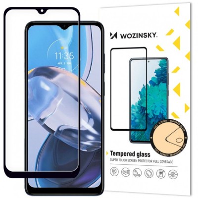 Folie de protectie Ecran WZK pentru Motorola Moto E22i / E22, Sticla securizata, Full Glue, Case Friendly, Neagra foto