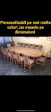 Set Dining DEN 13 Piese: Masa Fixa MDF 280 cm + 12 Scaune Tapitate la Comanda