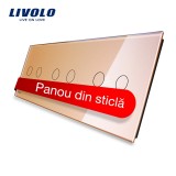 Cumpara ieftin Panou din sticla Livolo pentru intrerupator touch, 6 pozitii, auriu