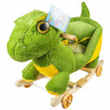 Cumpara ieftin Balansoar pentru bebelusi, Dinozaur, lemn + plus, cu rotile