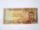 Rară! Burundi 100 Francs 1979(an rar),bancnota din imagini