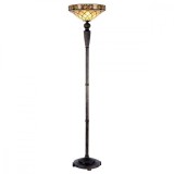Cumpara ieftin Lampadar cu baza din polirasina maro si abajur sticla Tiffany &Oslash; 41 cm x 179 h