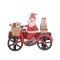 Decoratiune de craciun din lemn, flippy, cu snur pentru agatare in brad, model mos craciun pe bicicleta, 10.3x11.5x0.5 cm, multicolor