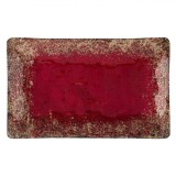Platou Decorativ Crăciun, Dreptunghiular, Sticlă, Roșu cu Glitter Auriu, 41x25.5x3.5 cm, Oem