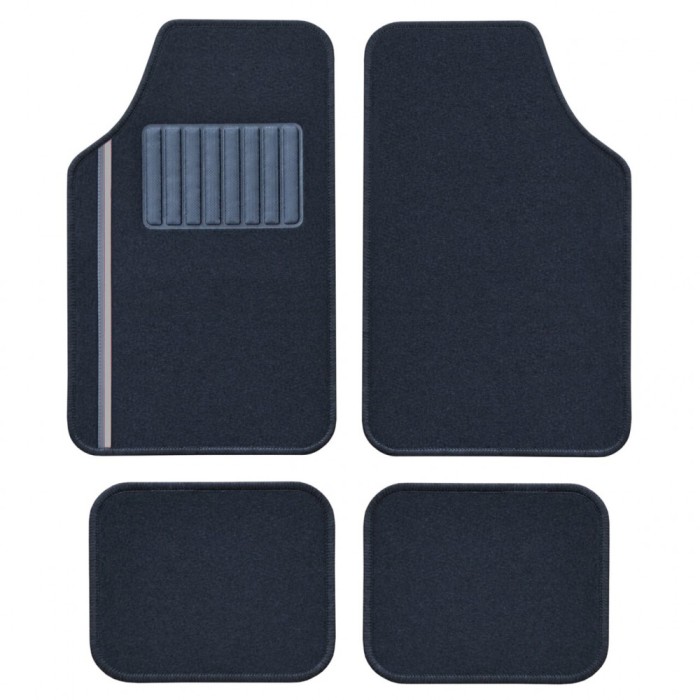 Set Covorase Auto Universale Custo Pol New Bande, Mocheta, negru cu insertie gri, 4 buc