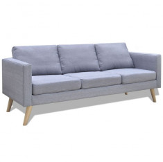 Canapea cu 3 locuri, material textil, gri deschis foto