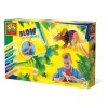 Set creativ pentru copii, Desenez dinozauri din lemn cu markere cu aerograf, +5 ani, SES Creative