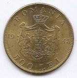 Romania 500 Lei 1945 - Mihai I, Alama, 30 mm, KM-67 (2)