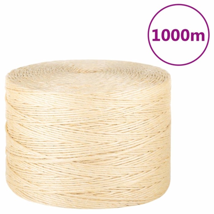 vidaXL Fr&acirc;nghie, 1000 m, sisal 100%, 3 mm 155006