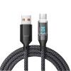 Cablu de Date Type C + USB, Flippy, &Icirc;ncarcare Super Rapida, 120 W, Afișaj Digital LED, 1 m, Negru