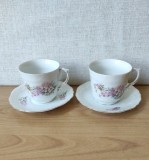 Lot de doua cesti cu farfurii, portelan fin model floral