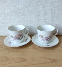 Lot de doua cesti cu farfurii, portelan fin model floral