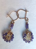 B266. Cercei din Goldfield cu raze Violete, fir metalic aur-filat, Violet, 5cm, RavariuArt
