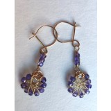 B266. Cercei din Goldfield cu raze Violete, fir metalic aur-filat, Violet, 5cm