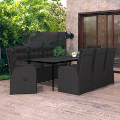 vidaXL Set mobilier pentru grădină, 9 piese, negru foto