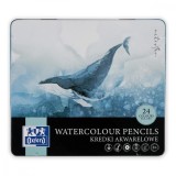 Set 24 creioane colorate in cutie de metal, Oxford, Watercolour