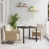 Cumpara ieftin Set de masă pentru grădină cu pernă 3 pcs Bej Rattan poli
