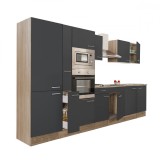 Mobilier de bucătărie Yorki 360 cu corp din stejar Sonoma, cu fațade antracit cu finisaj satinat și dulap cu rafturi, fără blat de lucru