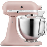 Mixer cu bol Artisan KitchenAid 5KSM185PSEFT, 4.8L, model 185, feather pink